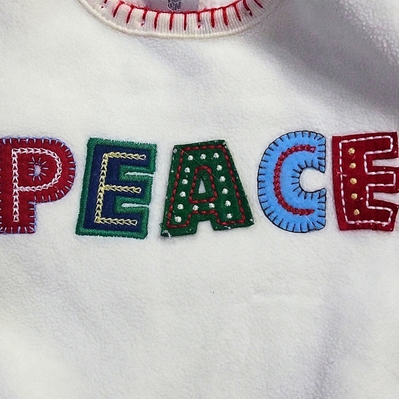 CHRISTMAS OLD NAVY Baby "peace" unisex fleece pajamas size 3-6 months - Picture 2 of 6